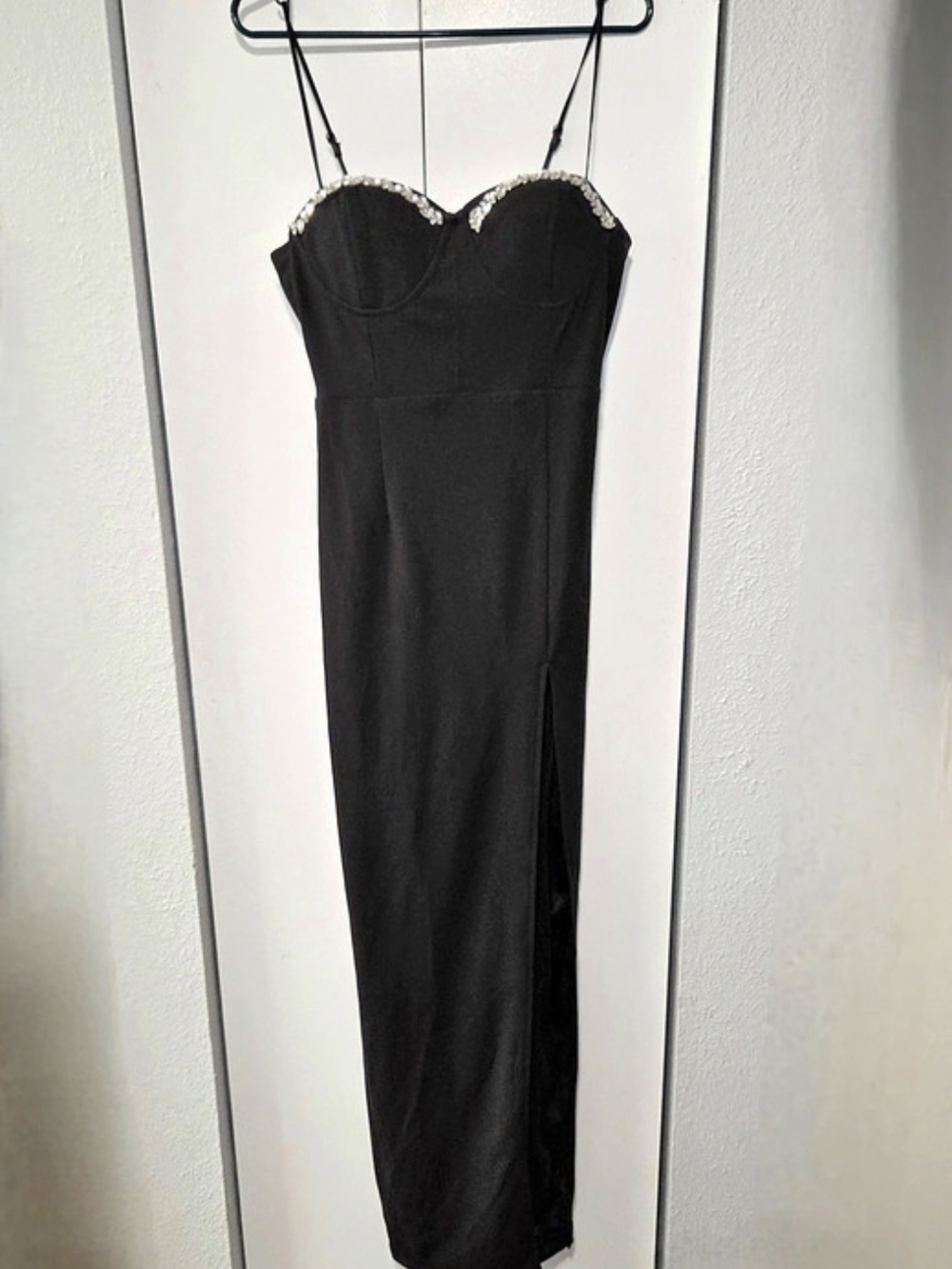Windsor Black Embellished Bustier Maxi Dress Like New
